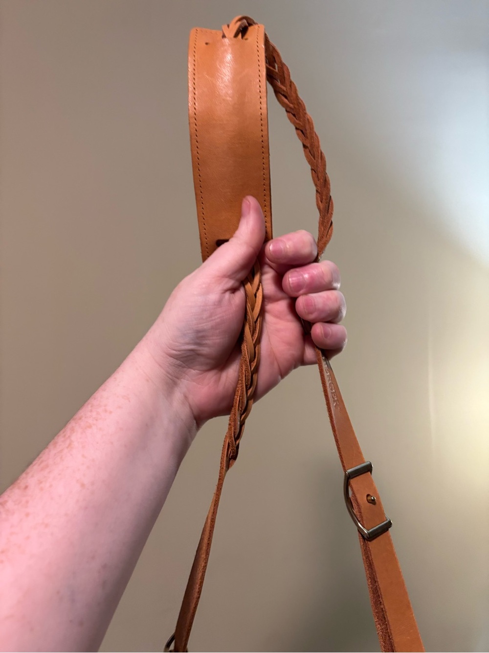 1996 Longaberger handwoven wooden basket purse with leather braided strap - Picture 3 of 5